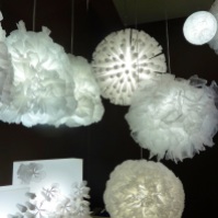 Light weight lamps made of transparent tissue paper at MAISON&OBJET.