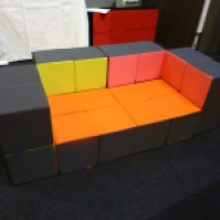 They can be neutral on the outside, and colourful on the outside. They transform into a bed, a couch, chairs, stools etc.